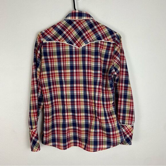 Vintage Avante West Snap Button Western Shirt Plaid Cowgirl 13/14 Medium - Picture 2 of 11